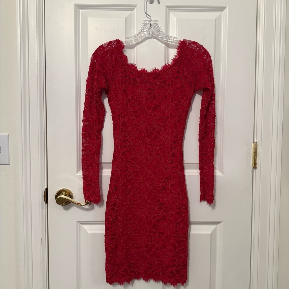 Jump Red Sweetheart Long Sleeve Bodycon Dress